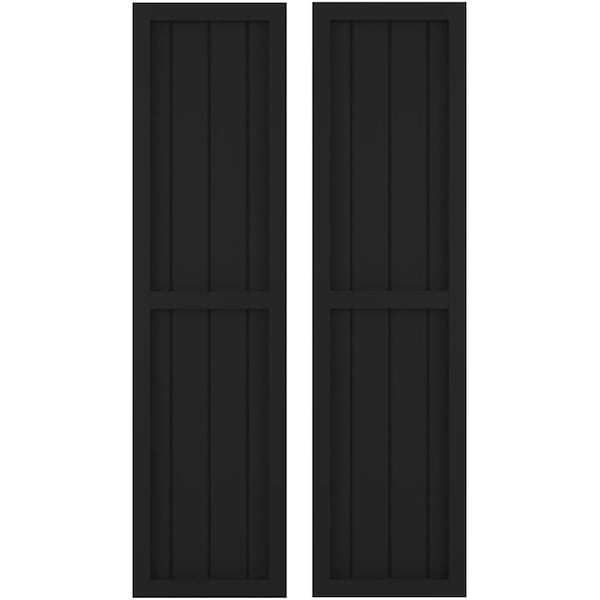 Ekena Millwork Americraft 4-Board Exterior Wood 2 Equal Panel Framed Board-n-Batten Shutters, ARW101BF414X59BLH, PR ARW101BF414X59BLH - main